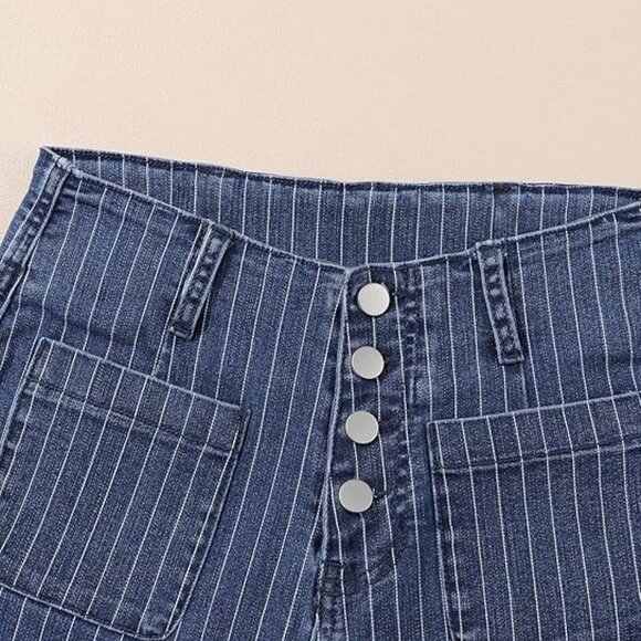 Womens Cropped Pin Striped Jeans - Picture 3 of 3